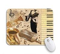 Tappetino Per Mouse Collage Vintage Musical Instruments And Musician Mic Old Piano Tappetino Mouse Gaming Personalizzato Lavabile Mousepad Forma Rettangolare, Per Scrivania, Computer, 25 x 30cm