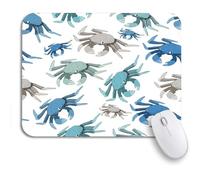 Tappetino Per Mouse Color Crabs Colorful Nautical Nature Pattern Sea Summer Tappetino Per Il Mouse Antiscivolo Facile Da Pulire Tappetino Mouse Gaming, Per Laptop, Gaming Mouse, 25 x 30cm