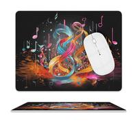 Tappetino per mouse colorato con nota musicale, ultra sottile, in pelle, con superficie liscia impermeabile, antiscivolo, per giochi, ufficio e casa, 25,4 x 20,3 cm