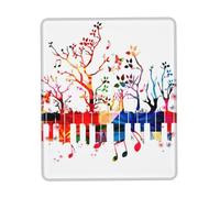 Tappetino per mouse colorato con tastiera e note musicali, con bordo cucito, base in gomma antiscivolo, lavabile per computer portatili