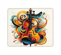 Tappetino per mouse colorato con violino artistico, design a vortici, ecologico, antiscivolo, per uso domestico e ufficio, scelta perfetta per gli amanti della musica, quadrato, 20,3 x 25,4 cm
