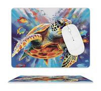 Tappetino per mouse colorato tartaruga marina, ultra sottile, in pelle, con superficie liscia impermeabile, antiscivolo, per giochi, ufficio e casa, 25,4 x 20,3 cm