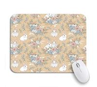 Tappetino per Mouse Colorful Animal Elegant Flowers And Little Rabbits Pastel Colors Tappetino Mouse Gaming Antipolvere Tappetino Mouse Piccolo, per Gioco, Gaming Mouse, 25 x 30cm