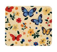 Tappetino per Mouse Colorful Butterfly And Flower Yellow Background Tappetino Mouse Pad Antipolvere Lavabile Mousepad Forma Rettangolare, per Scrivania, Casa, Ufficio, 25x30cm