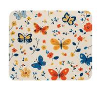 Tappetino per Mouse Colorful Butterfly with Flower Yellow Background Tappetino Mouse Impermeabile Portatile Sottomano, per Computer, Laptop, Scrivania, 25x30cm
