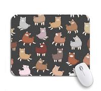Tappetino Per Mouse Colorful Fur Funny Cartoon Llama Alpaca Animals On Dark Sottomano Facile Da Pulire Tappetino Per Il Mouse Antiscivolo, Per Gioco, Scrivania, 25 x 30cm