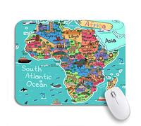 Tappetino per Mouse Colorful Infography of Africa Map in Cartoon Clip Clipart Tappetino Mouse Base Antiscivolo in Gomma Antipolvere Tappetino Mouse Gaming, per Gioco, Scrivania, 25 x 30cm