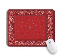 Tappetino Per Mouse Colorful Pattern Red Bandana Border Flower Bandanna Classic Black Mousepad Forma Rettangolare Base Antiscivolo In Gomma Sottomano, Per Computer, Laptop, 25 x 30cm