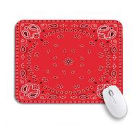Tappetino per Mouse Colorful Pattern Red Flower Bandana Green Bandanna Classic Neckerchief Tappetino Mouse Pad Facile da Pulire Antipolvere Sottomano, per Gaming Mouse, Computer, 25 x 30cm