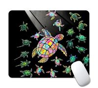 Tappetino per Mouse Colorful Rainbow Turtle Family Tappetino Mouse Gaming Personalizzato Base Antiscivolo in Gomma Sottomano, per Laptop, Gaming, Scrivania, 25x30cm