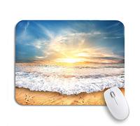 Tappetino Per Mouse Colorful Scene Tropical Yellow Sand Beach And Blue Sottomano Base Antiscivolo In Gomma Antipolvere Tappetino Mouse Gaming, Per Casa, Gaming Mouse, 25 x 30cm