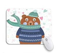 Tappetino per Mouse Colorful Sweater Cute Bear in Winter Teddy Animal Celebration Tappetino per Il Mouse Antiscivolo Facile da Pulire Tappetino Mouse Pad, per Computer, Laptop, 25 x 30cm