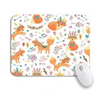 Tappetino Per Mouse Comic Cartoon Cute Tribal Fox Pattern Doodle Kids Tappetini Mouse Confortevole Base Antiscivolo In Gomma Tappetino Per Il Mouse Antiscivolo, Per Gioco, Casa, 25 x 30cm
