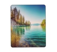 Tappetino per mouse con acqua pulita e paesaggio lago, impermeabile, con base in gomma antiscivolo, tappetino per mouse da gioco liscio con bordo cucito, tappetino per mouse per computer per casa e