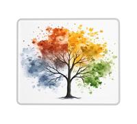 Tappetino per mouse con albero delle quattro stagioni, tappetino per mouse da gioco ad acquerello con bordi cuciti, base in gomma antiscivolo, tappetino per mouse per PC portatile, 26 x 21 cm