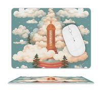 Tappetino per mouse con albero di Natale tra le nuvole, impermeabile, con base in gomma antiscivolo, bordo cucito, divertente, per casa, ufficio, dormitorio, scrivania, accessori decorativi, 20,3 x