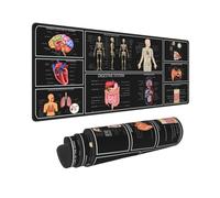 Tappetino per mouse con anatomia umana, fisiologia umana, medico, assistente, per tastiera per videogiochi, grande estensione XL, bordo cucito, retro in gomma per casa e ufficio (80 x 30 cm)