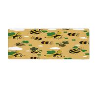 Tappetino per mouse con api dall'aspetto strano in grande base in gomma antiscivolo estesa con bordi cuciti, tappetino per mouse da gioco per PC desktop grande 31,8 x 31,5 cm