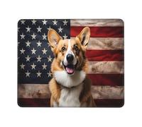 Tappetino per mouse con bandiera americana Corgi, tappetino per mouse da gioco con bordi cuciti, base in gomma antiscivolo, tappetino per mouse per PC portatile, 26 x 21 cm