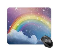 Tappetino per mouse con base in gomma antiscivolo, stella nel cielo arcobaleno, tappetino per mouse con bordo cucito, tappetino per mouse wireless da scrivania, tappetino per mouse da gioco, per