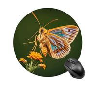 Tappetino per mouse con bellissime ali di falena, piccolo tappetino per mouse con base in gomma antiscivolo, comodo tappetino per mouse da gioco, rotondo, impermeabile, per ufficio e casa, 19 x 20 cm