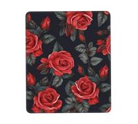 Tappetino per mouse con bellissimi fiori di rosa rossa, impermeabile, con base in gomma antiscivolo, tappetino per mouse da gioco liscio con bordo cucito, tappetino per mouse per computer, decorazione