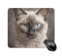 Tappetino per mouse con bellissimo gatto siamese con bordo cucito, tappetino per mouse di alta qualità in panno lavabile, tappetino per mouse in gomma antiscivolo, design perfetto per giochi, laptop