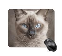 Tappetino per mouse con bellissimo gatto siamese con bordo cucito, tappetino per mouse di alta qualità in panno lavabile, tappetino per mouse in gomma antiscivolo, design perfetto per giochi, laptop