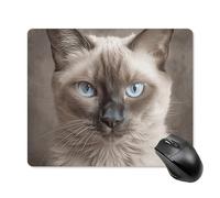 Tappetino per mouse con bellissimo gatto siamese con bordo cucito, tappetino per mouse di alta qualità in panno lavabile, tappetino per mouse in gomma antiscivolo, design perfetto per giochi, laptop