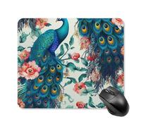 Tappetino per mouse con bellissimo pavone con base in gomma antiscivolo, tappetino per mouse quadrato, tappetino da scrivania per laptop, ufficio, accessori regalo, 25 x 30 cm