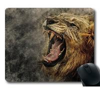 (Tappetino per mouse con blocco di precisione) Lion Animal Roar Art Abstract Design vintage Gaming tappetino per mouse per mac o computer