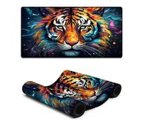 Tappetino per mouse con bordi cuciti a forma di tigre artistica colorata per sensori da gioco basso attrito superficiale antiscivolo accessori da gioco per Mac e PC 30x60cm