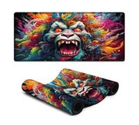 Tappetino per mouse con bordi cuciti motivo psichedelico colorato con orangutan per tastiera e computer 40x90 cm grande tappetino da scrivania per ufficio giochi laptop donne e bambini