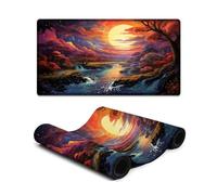 Tappetino per mouse con bordi cuciti motivo psichedelico colorato su un fiume giapponese per tastiera e computer 40 x 75 cm con base antiscivolo per casa ufficio computer portatile