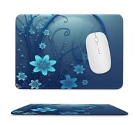 Tappetino per mouse con bordo cucito blu, mini fiore vortice, tappetino per mouse in gomma antiscivolo, tappetino per scrivania impermeabile, comodo tappetino per mouse da gioco per computer portatile
