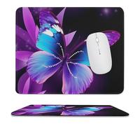 Tappetino per mouse con bordo cucito blu viola farfalla tappetino per mouse in gomma antiscivolo tappetino per mouse impermeabile tappetino da scrivania comodo tappetino per mouse da gioco per