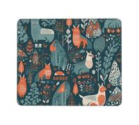 Tappetino per mouse con bordo cucito, comodo, impermeabile, antiscivolo, tappetino per mouse da gioco, animali scandinavi, quadrato, lavabile, per ufficio, casa, laptop, 25,4 x 30,5 cm