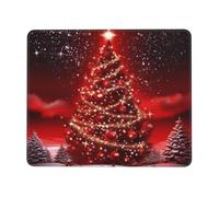 Tappetino per mouse con bordo cucito, comodo, impermeabile, antiscivolo, tappetino per mouse da gioco con albero di Natale, quadrato, rosso, tappetino per mouse lavabile, per ufficio, casa, laptop