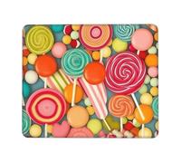 Tappetino per mouse con bordo cucito, comodo, impermeabile, antiscivolo, tappetino per mouse da gioco, motivo lecca-lecca, quadrato, lavabile, per ufficio, casa, laptop, 17,8 x 21,8 cm