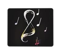 Tappetino per mouse con bordo cucito, comodo, impermeabile, antiscivolo, tappetino per mouse da gioco, note musicali, quadrato, lavabile, per ufficio, casa, laptop, 21,1 x 26,2 cm
