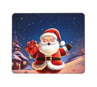 Tappetino per mouse con bordo cucito, comodo, impermeabile, antiscivolo, tappetino per mouse da gioco, quadrato, motivo Babbo Natale, lavabile, per ufficio, casa, laptop, 20 x 24 cm