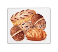 Tappetino per mouse con bordo cucito, comodo, impermeabile, antiscivolo, tappetino per mouse da gioco, quadrato, con pane dipinto, lavabile, per ufficio, casa, laptop, 20 x 24 cm