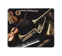 Tappetino per mouse con bordo cucito, comodo, impermeabile, antiscivolo, tappetino per mouse da gioco, strumenti musicali, quadrato, lavabile, per ufficio, casa, laptop, 21,1 x 26,2 cm