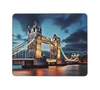 Tappetino per mouse con bordo cucito, comodo, impermeabile, antiscivolo, tappetino per mouse da gioco, Tower Bridge in Londra, quadrato, lavabile, per ufficio, casa, laptop, 25,4 x 30,5 cm