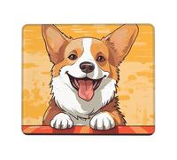 Tappetino per mouse con bordo cucito, comodo, tappetino per mouse impermeabile, antiscivolo, tappetino per mouse da gioco con simpatico cane Corgi, tappetino per mouse quadrato, lavabile, per ufficio