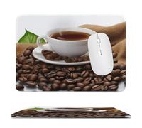 Tappetino per mouse con bordo cucito, motivo chicco di caffè, tappetino per mouse in gomma antiscivolo, tappetino per scrivania impermeabile, comodo tappetino per mouse da gioco, per computer
