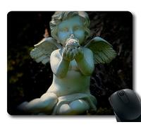 (Tappetino per mouse con bordo di precisione) Angelo Wing Motif Nikon Mystical Figure Angel Face Gaming tappetino per mouse per mac o computer