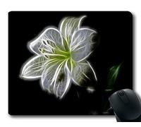 (Tappetino per mouse con bordo di precisione) White Lily Flower Nature Beauty Digital Art Gaming tappetino per mouse per mac o computer