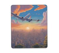 Tappetino per mouse con bordo in gomma ispessita multicolore con bellissimo aeroplano, 17,8 x 21,8 cm, per ufficio, gioco, studio e scrivania