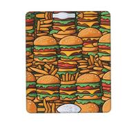 Tappetino per mouse con bordo in gomma ispessita multicolore con molti simpatici hamburger, 21,1 x 26,2 cm, per ufficio, gioco, studio e scrivania